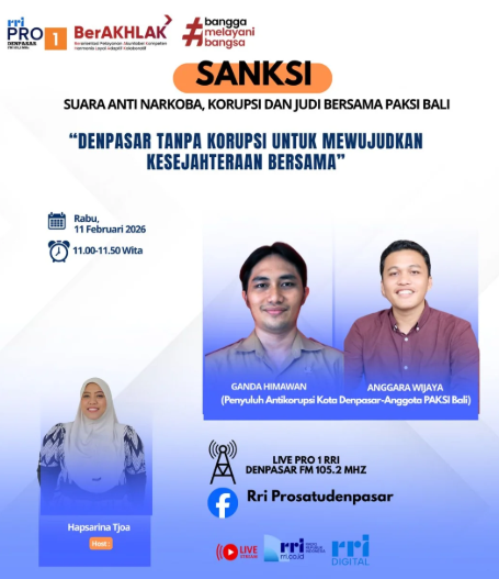 Sosialisasi tentang Perkuat Pemahaman dan Komitmen Antikorupsi bersama Penyuluh Anti Korupsi Kota Denpasar.
