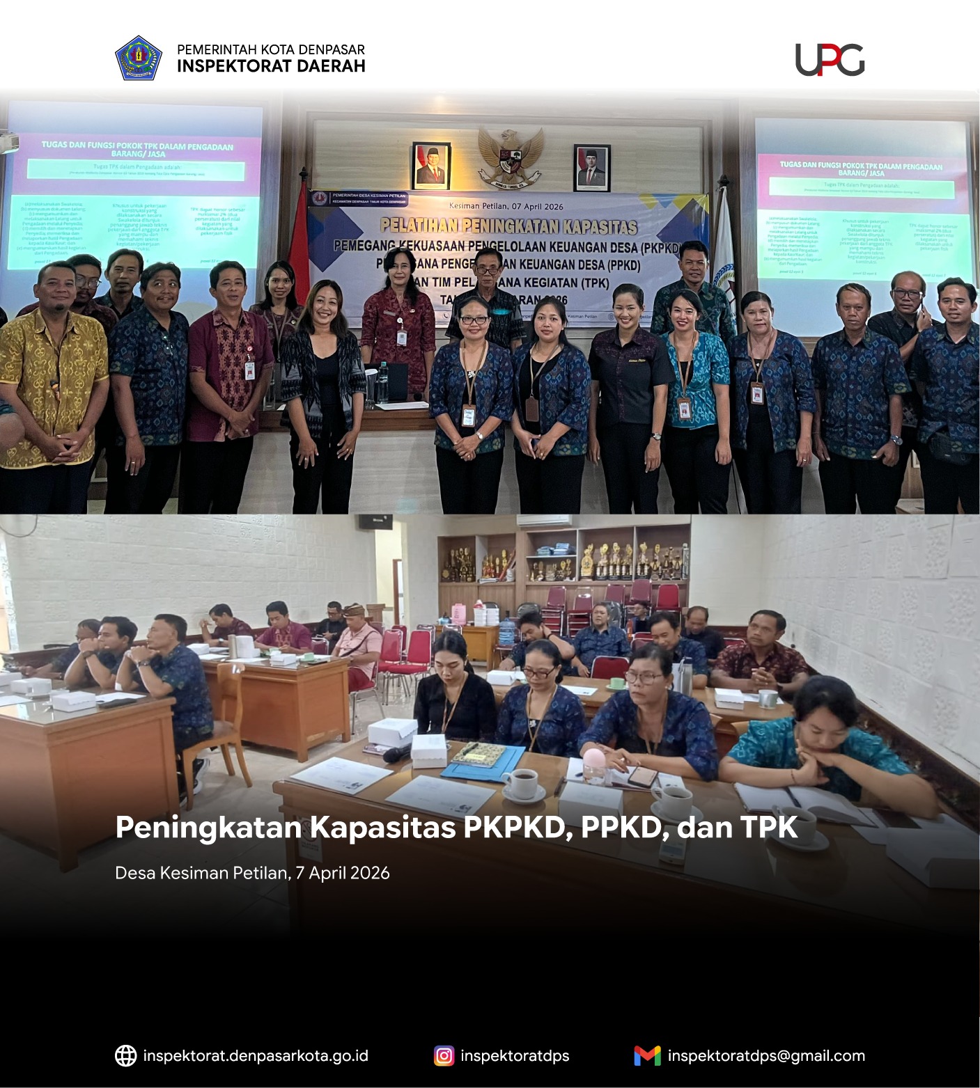 Peran serta APIP sebagai Narasumber dalam Peningkatan Kapasitas PKPKD, PPKD dan TPK Tahun Anggaran 2026