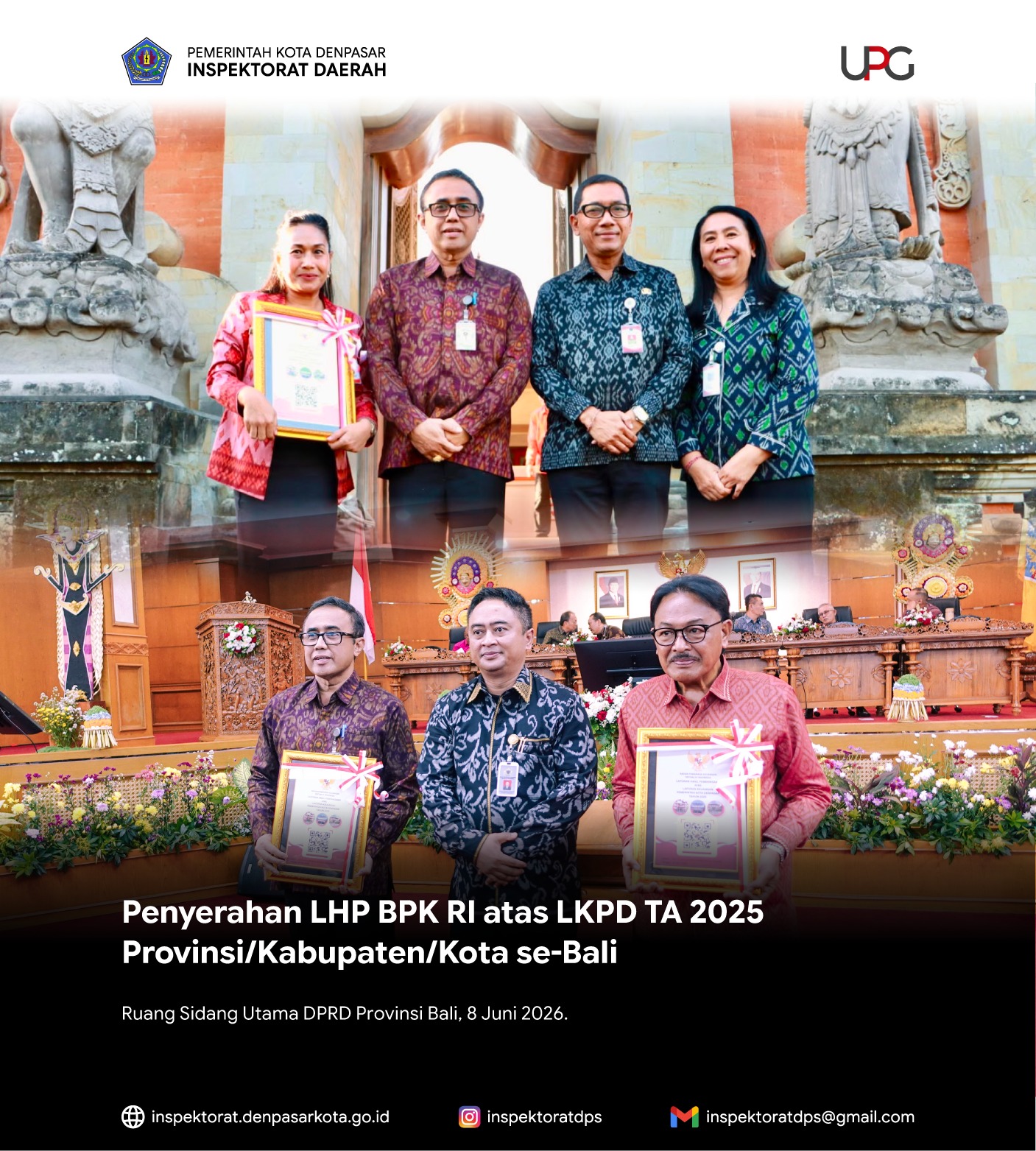 Penyerahan Laporan Hasil Pemeriksaan (LHP) atas Laporan Keuangan Pemerintah Daerah (LKPD) TahunAnggaran 2025.