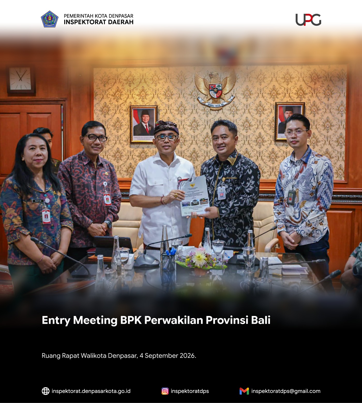 Entry Meeting Pemeriksaan Pendahuluan Kepatuhan atas Penyelenggaraan Penataan Ruang dalam Mendukung Ketahanan Energi dan Ketahanan Pangan serta Prioritas Nasional Lainnya Tahun 2024 s/d Semester I Tahun 2026.